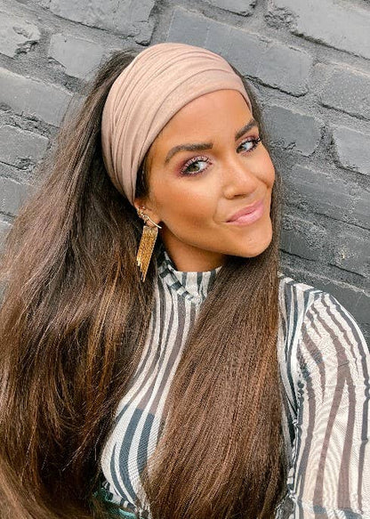 Solid Beige Stretchy Head Wrap