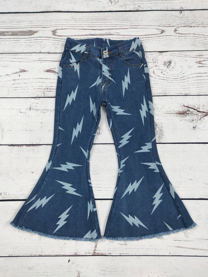 Girls Western Flare Lightning Bolt Jeans