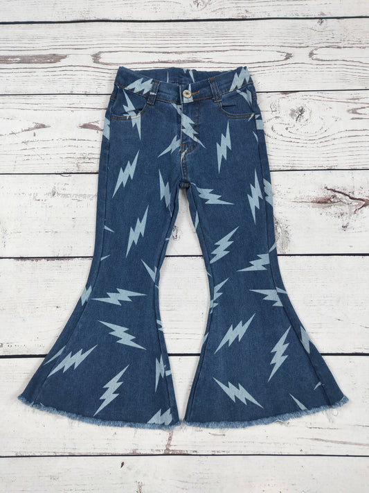 Girls Western Flare Lightning Bolt Jeans