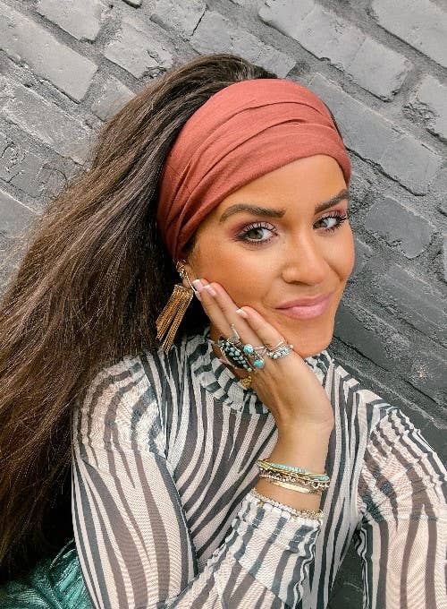 Solid Rust Stretchy Head Wrap