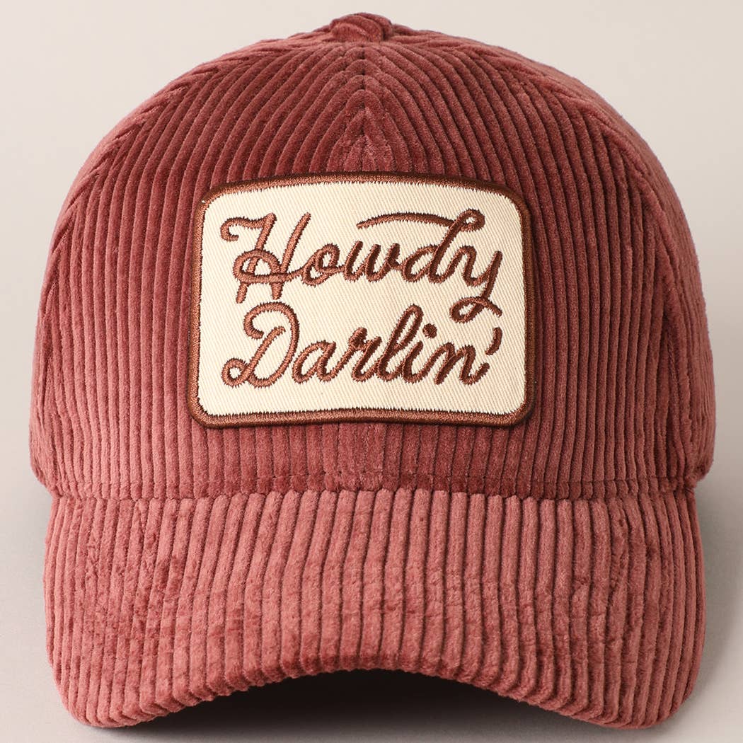 Howdy Darlin' Embroidery Patch Corduroy Hat