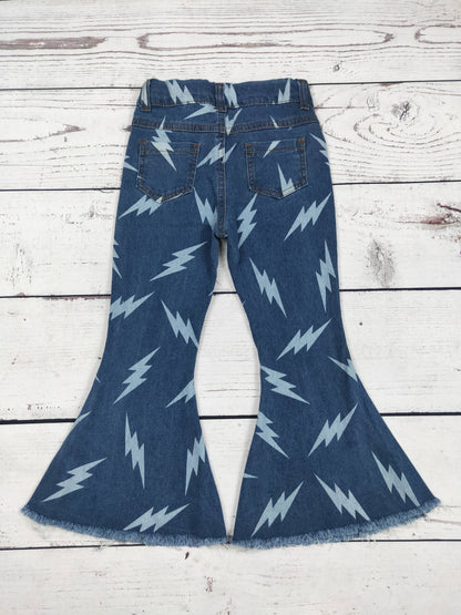Girls Western Flare Lightning Bolt Jeans