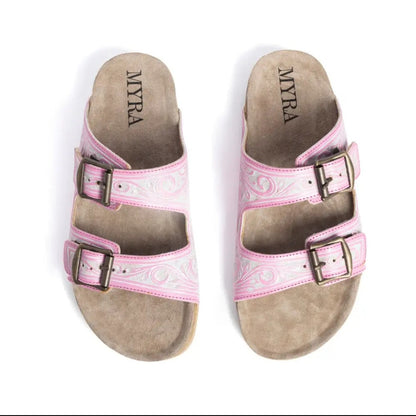 Pink Tooled Leather Sandals -  PRE-ORDER