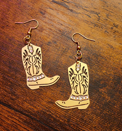 Gold Cowboy Boot Earrings