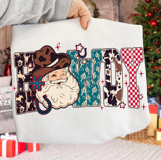 (Copy) Western Howdy Santa -  Crewneck, Hoodie, or T-Shirt