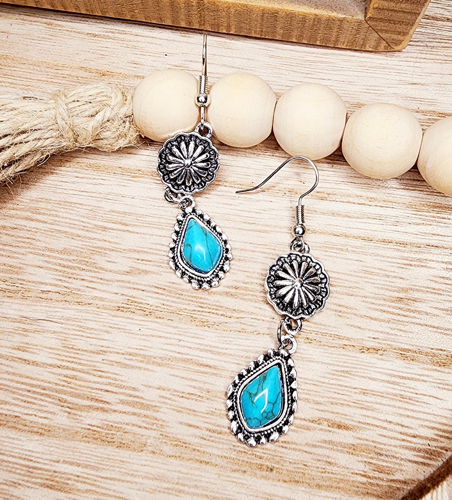 Western Turquoise Drop Earrings