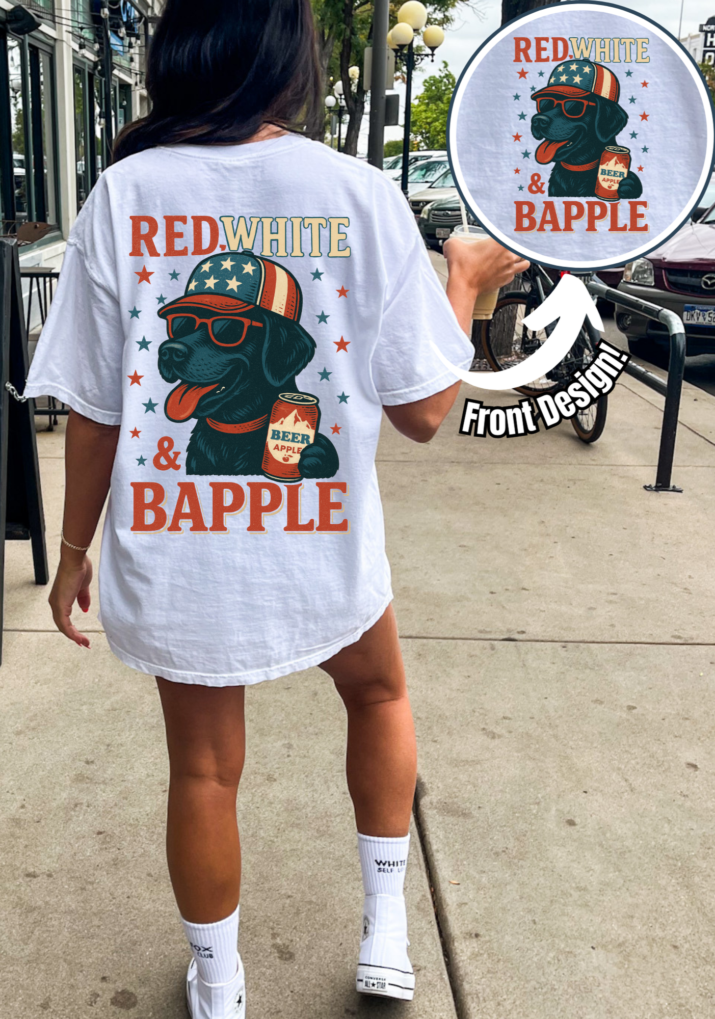 Red White and Bapple -  Crewneck, Hoodie, or T-Shirt