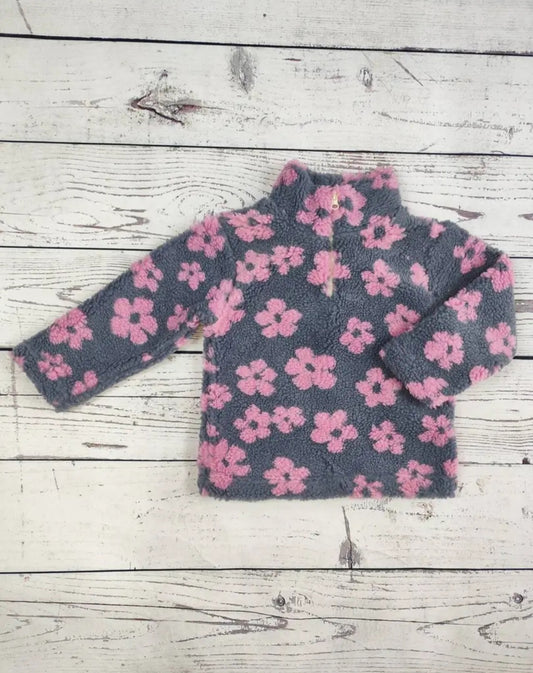 Girls Flower Zip Pullover