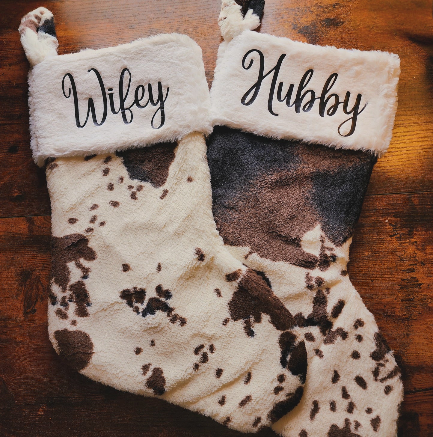 Custom Faux Cowhide Christmas Stocking