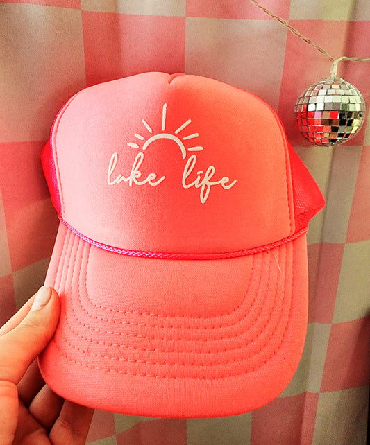 Lake Life Pink - Foam Trucker Hat - CLEARANCE