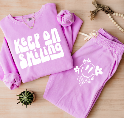 Keep on Smiling, Comfort Colors Matching Set - Multiple Colors