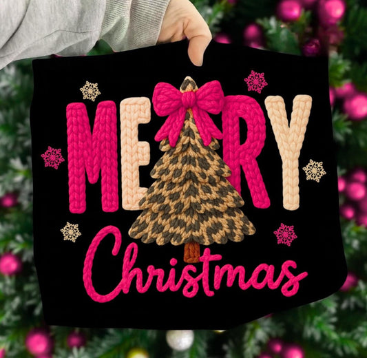 Faux Yarn Merry Christmas -  Crewneck, Hoodie, or T-Shirt