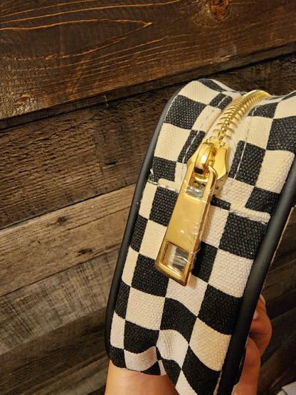 Western Grunge Checkered Make-Up Bag