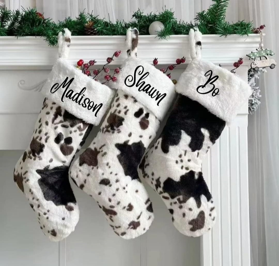 Custom Faux Cowhide Christmas Stocking